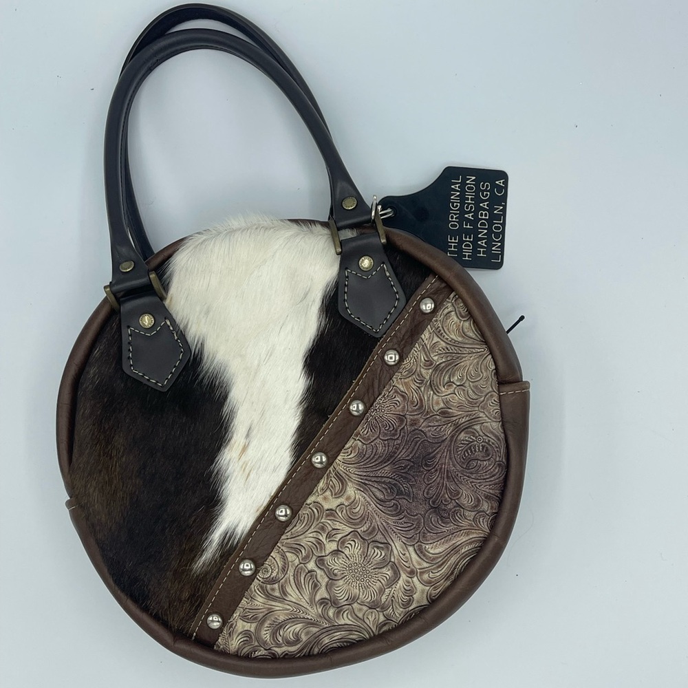 Holy Cow Couture (HCC) Leather and Cowhide Dual-side Canteen Purse